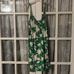 Women’s Juniors Aeropostale Green White Yellow Floral Mid Summer Dress Ruffle